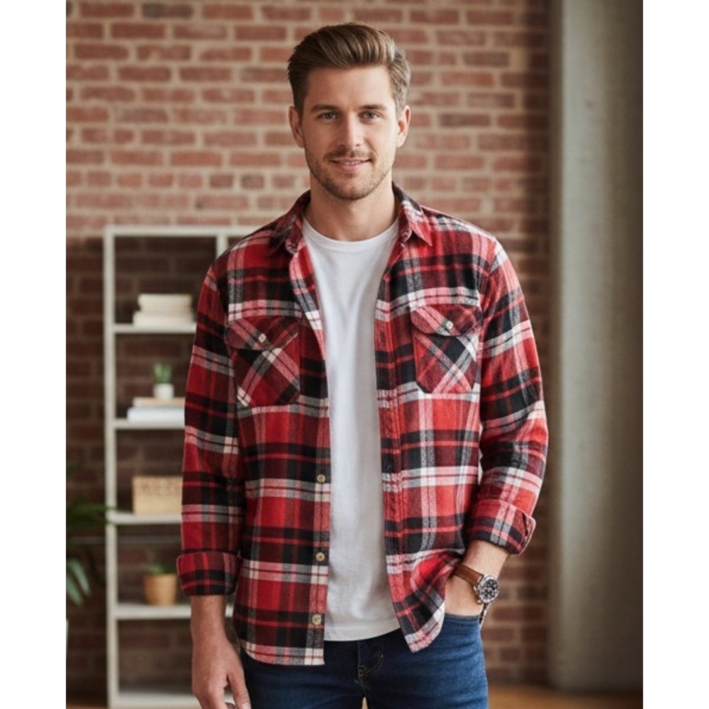 Lucky Brand Saturday Stretch Men's Plaid Button Down Shirt